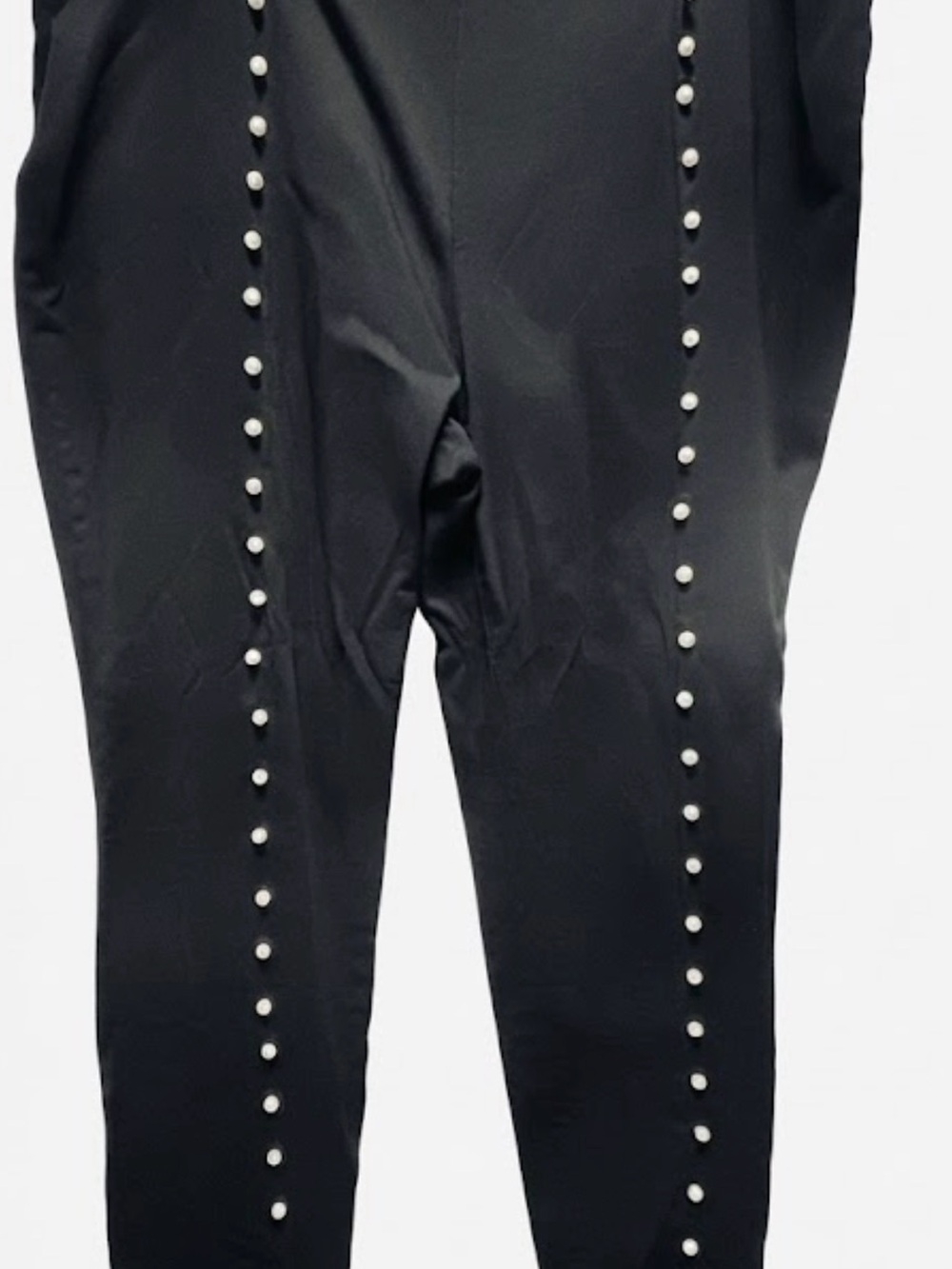 Black Women's Pearl-Trim Trousers